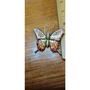 VTG Butterfly Pin/Brooch Enamel GLITTER/GOLDTONE MADE IN Taiwan